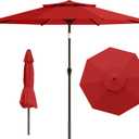 9ft 2-Tiers Patio Umbrella,Outdoor Market Table Umbrella with Push-Button Tilt & Crank | UV Protection,Suit for Backyard,Garden,Pool,Deck(Red)
