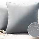 Phantoscope Pack of 2 Outdoor Waterproof Solid Throw Decorative Pillow Cover Decorative Square Outdoor Pillows Cushion Case Patio Pillows for Couch Tent Sunbrella (18''x18'', Grey)