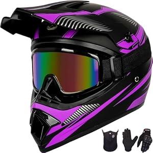 Yesmotor Youth Kids Dirt Bike Helmet DOT Approved, Full Face Motocross Set Helmet Set with Goggles, Gloves & Mask for Kids, ATV & Off-Road Riding, Multiple Colors S