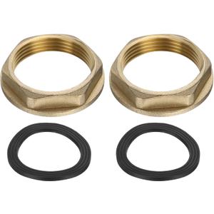 uxcell 2Pcs Brass Lock Nuts Pipe Fitting, G1-1/4 Female Hex Locknut, Flange Single Hole Faucet Lock Nut with Silicone Washer for Kitchen Basin Sink Plumbing