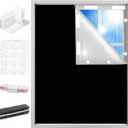 100% Blackout Window Cover Curtains for Bedroom 57x40Inch,No Drill,DIY Cut Portable Removable Black out Shades Blinds Cover for Baby Nursery,RV,Media Room,Hook&Loop Tape Straps Stickers,Magnetic Clips