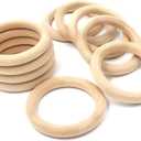 4 Inch Width Wooden Rings 10PCS for Macrame, Jewelry Making, and DIY Crafts, Unfinished Smooth Wood Rings, 2/5 Inch Diameter