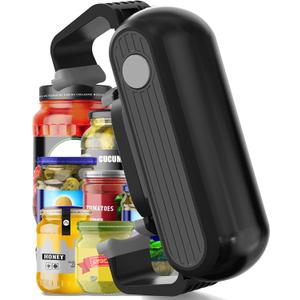 Electric Jar Opener with One Touch High Torque, Hands-Free Jar Opener for Seniors with Arthritis and Weak Hands, Fits Most Jar Sizes, Battery Operated Jar Opener Kitchen Tool, Grey/ Black
