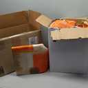 XLHOMO Bathroom Accessories Set - 25PC Bathroom Set with Shower Curtain and Rugs, Orange Bathroom Set, Bathroom Accessory Set with Press-on Lid Trash Can, Soap Dispenser and Qtip Holders