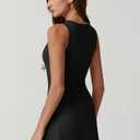 QINSEN Womens Crew Neck Tennis Dress Sleeveless Side Slit Golf Athletic Dress Build in Shorts with Pockets (S)