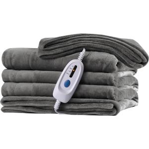 McJaw Electric Heated Blanket 72"x 84" Full Size, 4 Heating Levels and 10 Hours Auto Off, Lightweight and Breathable - Ivory Gray