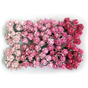 100 pcs Tiny Artificial Roses Mixed Pink Five Color Mulberry Paper Flower 15-18 mm Flower Wedding Scrapbooking