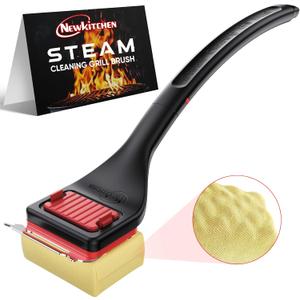 Grill Brush Bristle-Free Steam Cleaning, BBQ Brush Replaceable Heat-Resistant Kevlar Head with Grill Scraper Safe Barbecue Grill Cleaner