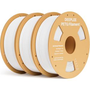 PETG 3D Printer Filament 1.75mm 3KG, Dimensional Accuracy +/- 0.02 mm, High Toughness & Impact Resistance PETG Filament Fits FDM 3D Printers, White