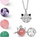 Raicegs Heart Shaped Crystals and Healing Stones 7 Chakra Crystal Necklace 0.8 inch Heart Gemstones Natural Stones Necklaces for Women Spiritual Gift for Women Teen