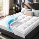 Queen Mattress Topper 4 Inch, Cooling Memory Foam Mattress Topper Queen Size with 2" Gel Foam & 2" Soft Pillow Top, Bamboo Viscose Cover, 21" Deep Pocket Mattress Pad (Queen)
