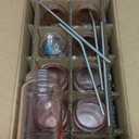 Ruckae 16oz 10 Pack Juice Bottles, Glass Bottles with Lids, Smoothie Cup Lids and Straws, Water Bottle Mason Jar Drinking Glasses for Juicing, Smoothies, Kombucha (Transparent)