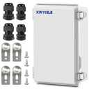 Waterproof Outdoor Project ABS Plastic Junction Box IP67 Weatherproof Dustproof Enclosure with Hinged Cover, Mounting Plate,Wall Brackets for Power Project (11"X7.5"X5.5")