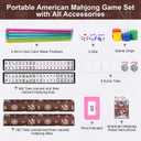 2026 American Mahjong Tiles Set, 166 White Tiles, 4 Color Racks & Pushers, Complete Western Mahjong Set with Blue Carrying Bag for Beginners & Experts (Brown)