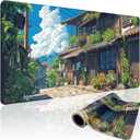 Japanese Street Scene Large Gaming Mouse Pad 31.5"x15.7"XXL Desk Mat, Non-Slip Rubber Base & Stitched Edges - Extended Waterproof Mousepad for PC/Laptop/Office/Home Decor