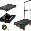 Platform Truck Folding Hand Truck 300 LB Heavy Duty Utility Dolly Flatbed Luggage Push Cart Fully Folded Compact Cart, Portable Trolley with 1 Elastic Ropes, Easy Storage & Lightweight for Moving