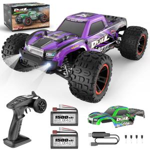 HAIBOXING 1:14 Scale RC Cars, 42km/h High-Speed 4WD Off-Road Waterproof RTR Hobby RC Truck with 2.4 GHz Remote Control for Adults & Boys, Electric Vehicle 2 Rechargeable Batteries, 2 Shells HBX2105