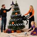 32.8ft Halloween Sandworm Tree Garland Decoration Halloween Nightmare Spooky Black White Striped Ornaments Sandworm Christmas Tree Decoration for Indoor Xmas Holiday Festive Party