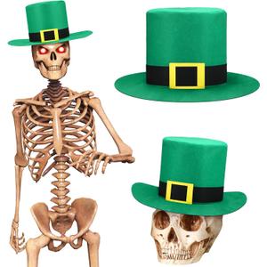 Geyoga 12 ft Skeleton Accessories St Patrick's Day 12 Foot Skeleton Leprechaun Hat Green Outdoor Giant Skeleton Clothing for Garden Lawn Decor