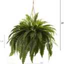 Nearly Natural Giant Boston Fern 36 in Wide Artificial Hanging Plant with Basket - Faux Greenery for Indoor Home Office Bedroom Decor, Realistic Leaves