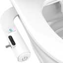 Bidet Attachment for Toilet, Non-Electric Cold Water Bidet with Pressure Controls, Dual Nozzles for Frontal & Rear Wash, Retractable Self-Cleaning White