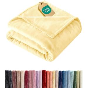 Ultra Soft Fleece Blanket Twin Size - Flannel Fleece Luxury Twin Blanket - Lightweight for Couch Bed Chair - Thick, Warm and Breathable - All Season Cozy Fuzzy, Anti-Static Microplush Bedding, Yellow