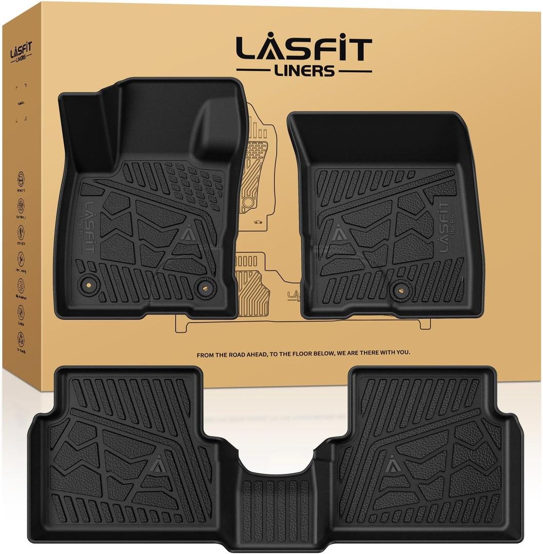 LASFIT Floor Mats for Ford Maverick 2022-2025 2026 (for Gasoline Models Only) All Weather Car Floor Pretoctor TPE Truck Liners for Ford Maverick Gas, 1st & 2nd Row Black