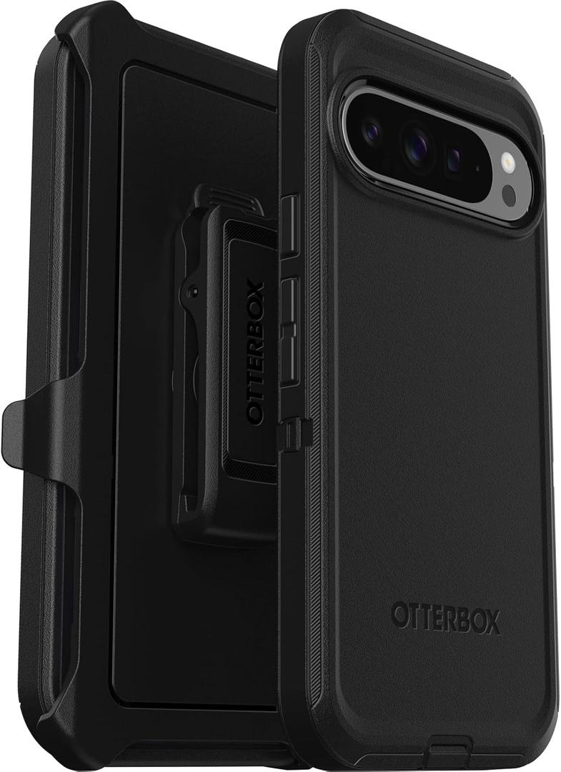 OtterBox Google Pixel 9 Pro XL Defender Series Case - Black, Rugged & Durable, with Port Protection, Includes Holster Clip Kickstand