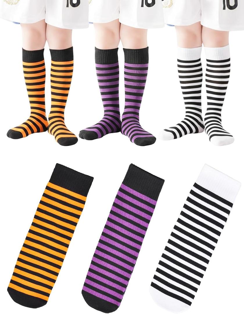 Kids Soccer Socks-Toddler Striped Knee High Socks for Girls Boys,Cotton Athletic Baseball Softball Tube Sock