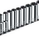 1/4 Drive SAE Socket Set, 11PCS Deep Hex Socket Set (3/16-9/16), Cover Most Commonly Sizes, Chrome Vanadium Steel with 3/8F to 1/4M Socket Adapter