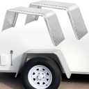 Square Trailer Fenders for 14"-16" Wheels Fits Utility, Boat, Cargo Trailers 16 Gauge Diamond Plate Steel 32"x13"x9", Heavy Duty Trailer Fenders Single Axle
