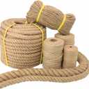 Natural Jute Rope Hemp Rope for Crafts,Decorating,Gardening, Bundling,Camping,Cat Scratching Post,Thick Hemp Rope 1/7 inch 1/4 inch 1/2 inch 5/8 inch 3/4 inch 1 inch 1-1/4 inch (1 1/4INx49FT)