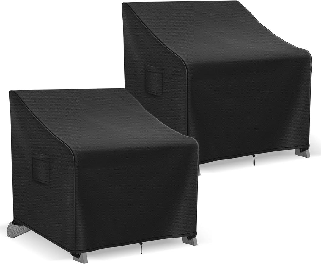 Richwon Adirondack Chair Covers Waterproof, Lawn Outdoor Chair Covers 2 Pack, Patio Chair Covers for Outdoor Furniture Fits up to 32W x 37D x 36H inches, Black