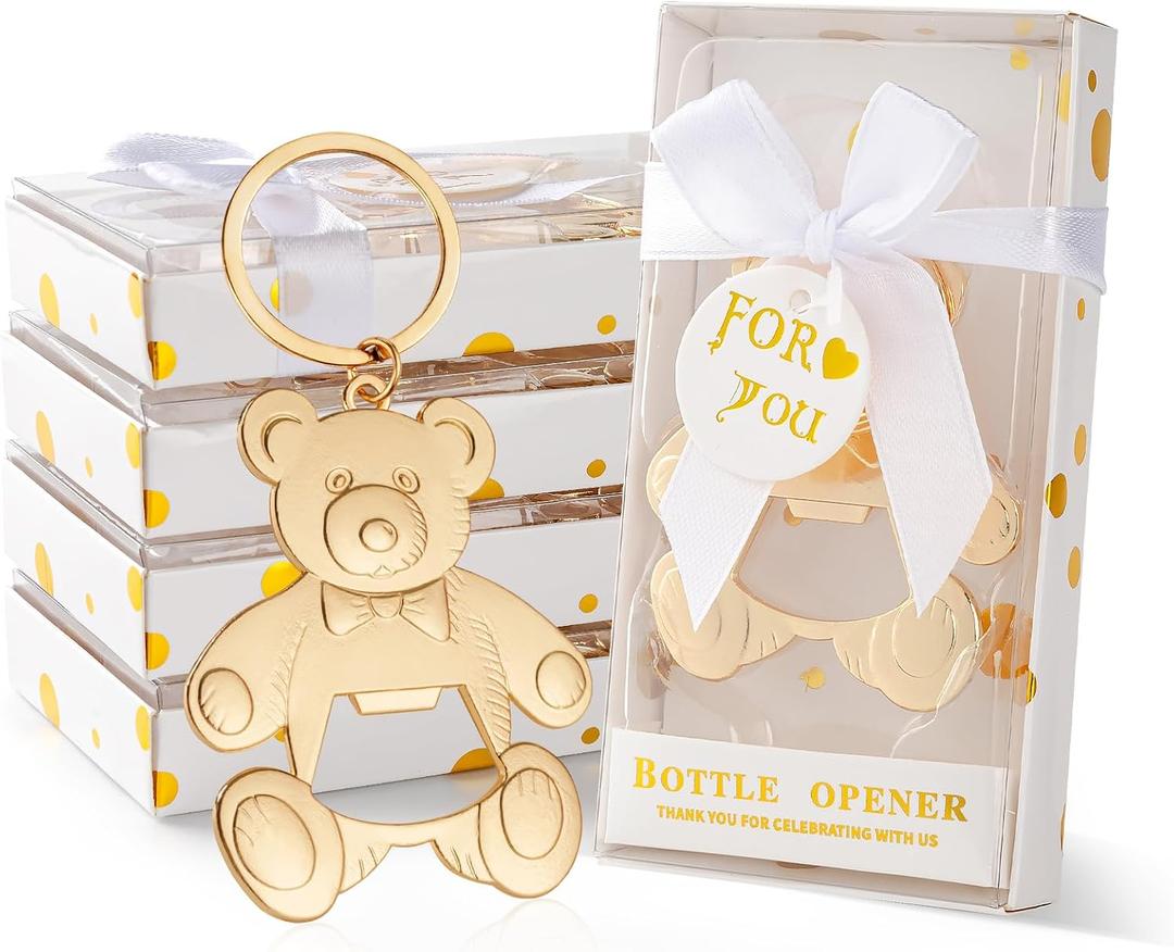 Baby bottle Opener Baby Shower Party Gift Bottle Opener Cute Bear Shape Bottle Opener Guest Wedding Party Gift Back Children's Birthday Party decorationwhite 24/packs