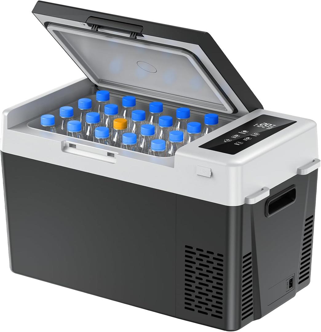 Marsail 12V Car Fridge 25QT Portable Freezer -4F to 68F, Compressor Cooler for Camping Travel Truck RV Home, Efficient Cooling & ECO Mode, Black