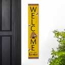 Glitzhome 42" H Welcome Sign for Front Porch, Rustic Solid Wood Welcome Porch Sign with Bee Vertical Standing or Hanging Signs for Porch Door Home Yard Indoor Decor ("Welcome" With Bee)