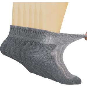 +MD Diabetic Socks for Men Women 6 Pairs,Non-Binding Top Extra Wide Ankle/Crew Socks, for Edema Circulator 9-11 10-13 13-15 (Ankle/6 Pairs Grey)