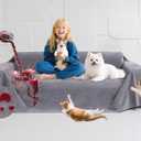 Loiion Couch Covers for 3 Cushion Couch, Gray Cat-Scratch Resistant Sofa Cover Pets Dogs Friendly Anti Slip Thickened Slipcovers Furniture Protector, Couch Protector for Pets and Kids 150"X71" (Grey)