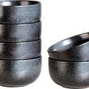 S&Q'S CERAMICS Ceramic Small Bowls for Kitchen, Set of 6, 9 ounces Ice Cream Bowls, Small Serving Bowls for Soup, Dipping, Condiments, Side Dishes, Snack, Prep (Black and Grey)