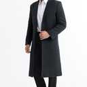 APTRO Men's Full Length Trench Coat Wool Overcoat Solid Dark Grey 2XL | Premium Wool Fabric, Windbreaker, Warm Winter Long Pea Coat for Business and Casual, Single Breasted, Notched Lapel Collar
