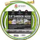 Green Expert PVC Garden Hose 5/8" ID with 3/4" GHT Brass Fittings for Easy Installation No-Pressure-Lose Hose Quick Water Transferring in House Garden Backyard Farm 25FT 527509