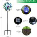 52'' Solar Wind Spinner Outdoor Metal - Kinetic Garden Wind Sculptures with Multi-Color Changing LED Glass Ball, Peacock Tail Design Yard Art Stake Decor for Patio, Lawn, Pathway Decoration