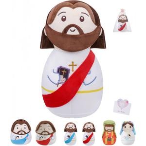 Jesus Plush Doll Christian Gifts - Baptism Gift for Kids, Classic Religious Savior My Friend Jesus Stuffed Doll Toys with Bible Baptism Prayer Gift 10 Inch