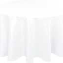 Hiasan Round Linen Tablecloth 108 Inch - Wrinkle and Stain Resistant Washable Polyester Fabric Table Cloth for Dining Room Kitchen Party, White