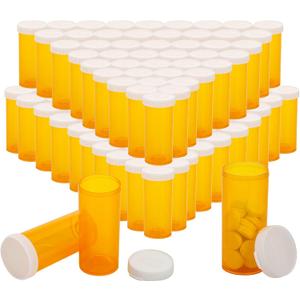 SOUJOY 100 Pack Empty Pill Bottles, 8 Drams Prescription Medicine Vials with Caps, Multi Use Medicine Container for Pill, Crafts, Candy, Supplements and More