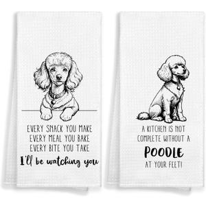 Funny Poodle Dog Kitchen Towels Set of 2 Decor Gifts for Women Dog Lovers Owners Mom, Cute Every Sanck You Make Decorative Kitchen Dish Hand Tea Towels for Bathroom Home Drying 16x24 Inch