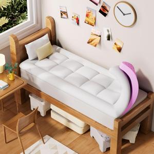 Dual Layer 5 Inch Memory Foam Mattress Topper Twin XL Size for Dorm Room, 2 Inch Gel Memory Foam Plus 3 Inch Pillow Top Mattress Pad Cover,Back to School Essentials,White