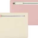 FENICE Multi-Purpose Vegan PU Leather Travel Pouch Travel Organizer with Contrast Color Design Zipper Closure (WHITE-PINK)