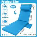 RattanView 2 Pcs Outdoor Chaise Lounge Cushion with Pillow and Side Pockets Waterproof Lounge Chair Cushions for Outdoor Furniture Patio Lounger Pad for Outside Pool Lawn (Lake Blue,80 x 26 x 4)