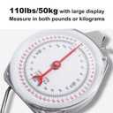 Mechanical Hanging Scales 110lbs/50kg, High Accuracy Spring Dial Weight Scale for Kitchen Fishing Hunting Farms
